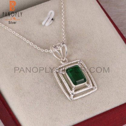 Doublet Zambian Emerald Quartz Octagon 925 Silver Pendant
