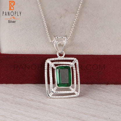 Doublet Zambian Emerald Quartz Octagon 925 Silver Pendant
