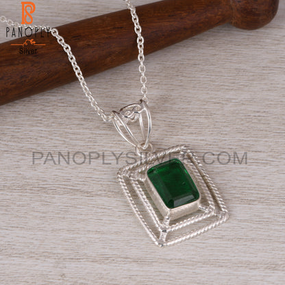 Doublet Zambian Emerald Quartz Octagon 925 Silver Pendant