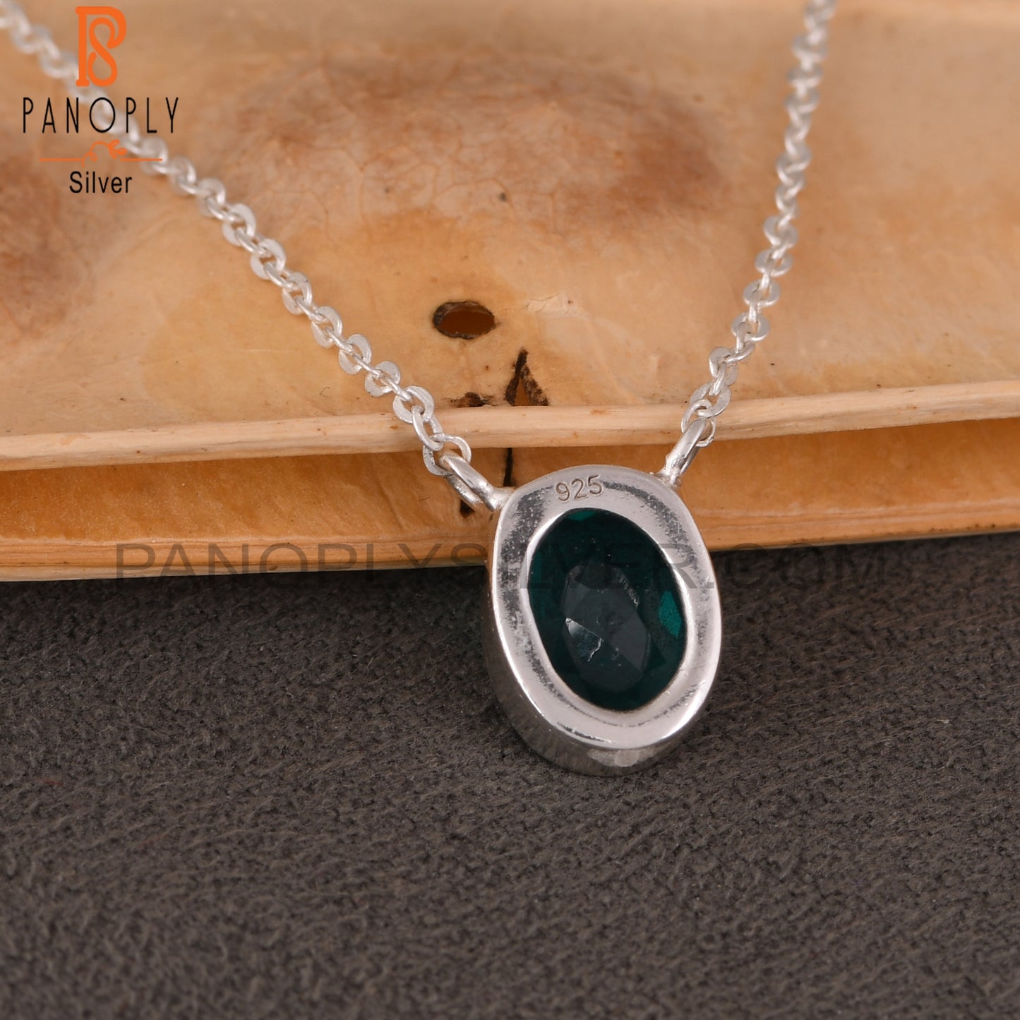 Doublet Santamaria Aquamarine Quartz Silver Chain Link Pendant