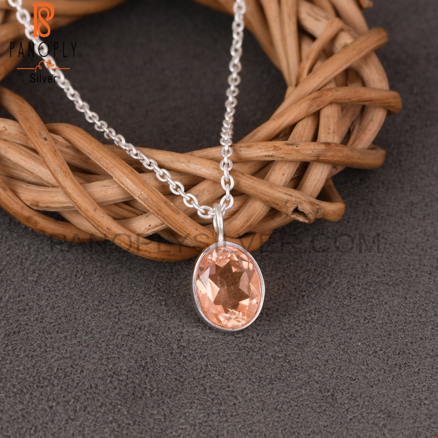 Doublet Morganite Quartz Oval 925 Sterling Silver Pendant