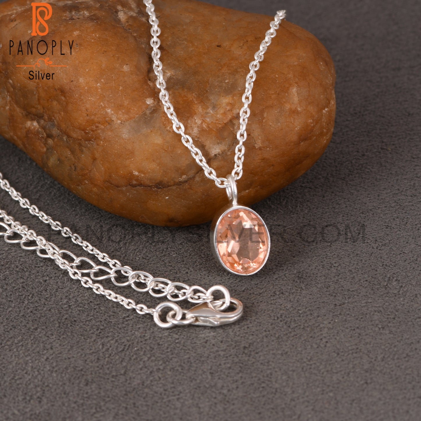 Doublet Morganite Quartz Oval 925 Sterling Silver Pendant