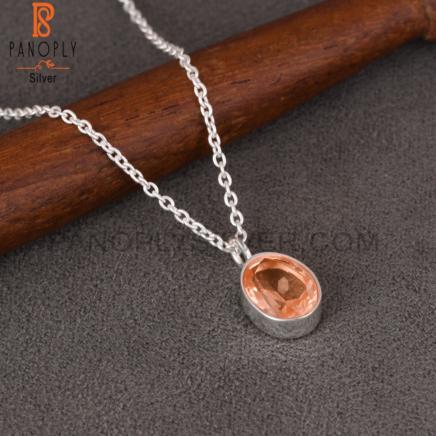 Doublet Morganite Quartz Oval 925 Sterling Silver Pendant