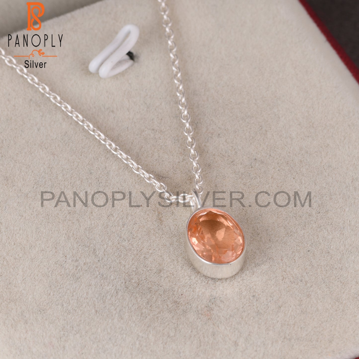 Doublet Morganite Quartz Oval 925 Sterling Silver Pendant