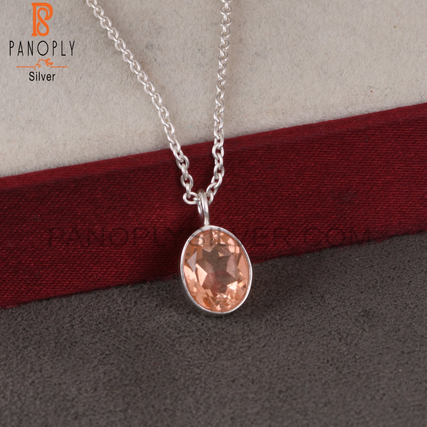 Doublet Morganite Quartz Oval 925 Sterling Silver Pendant