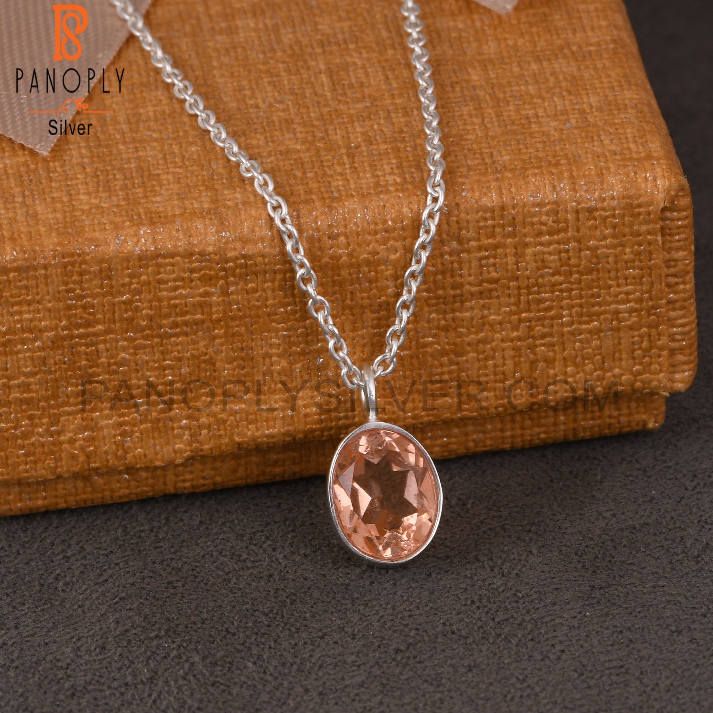Doublet Morganite Quartz Oval 925 Sterling Silver Pendant