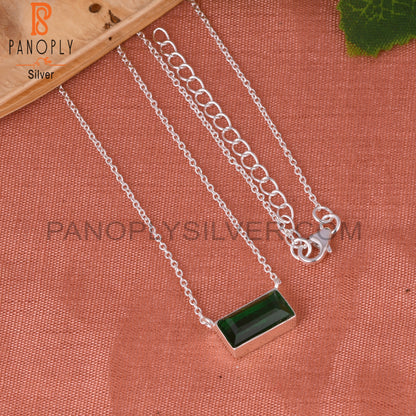 Doublet Zambian Emerald Quartz Baguette 925 Silver Pendant