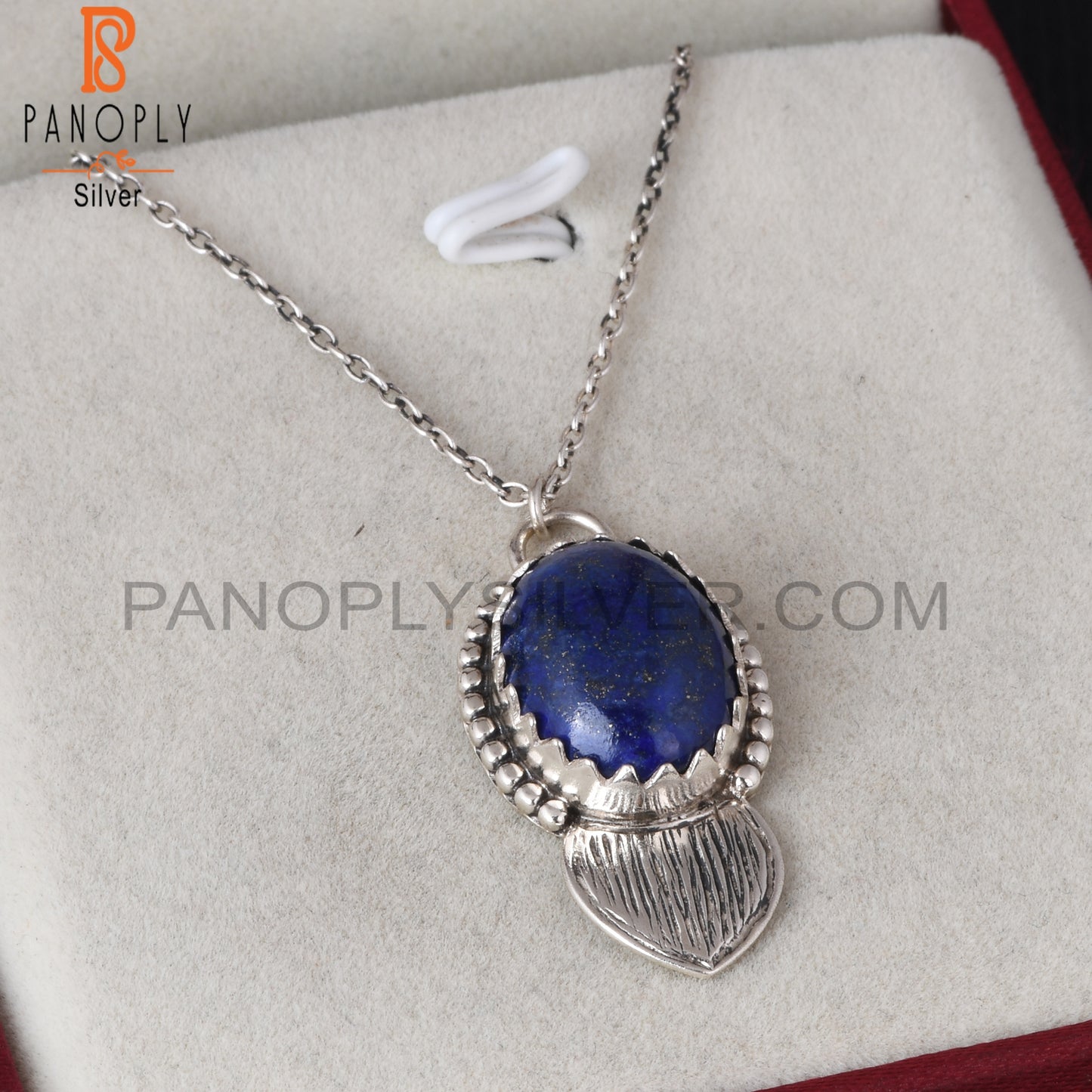 Lapis Oval Shape 925 Sterling Silver Pendant With Chain