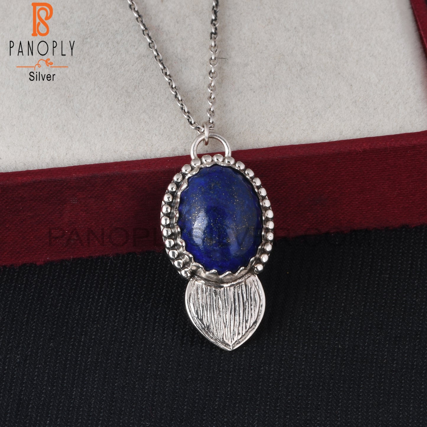 Lapis Oval Shape 925 Sterling Silver Pendant With Chain