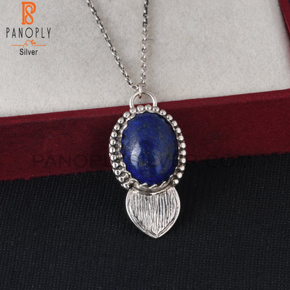 Lapis Oval Shape 925 Sterling Silver Pendant With Chain