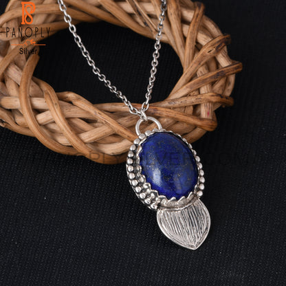 Lapis Oval Shape 925 Sterling Silver Pendant With Chain