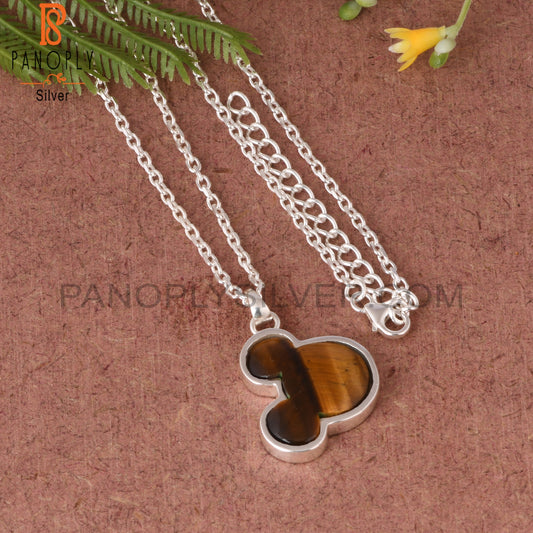 Tiger Eye Yellow Mouse 925 Sterling Silver Pendant