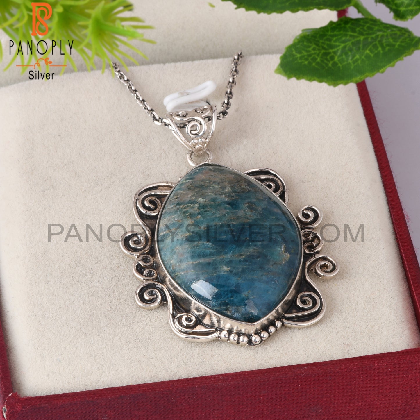Apatite Marquise Shape 925 Sterling Silver Pendant With Chain