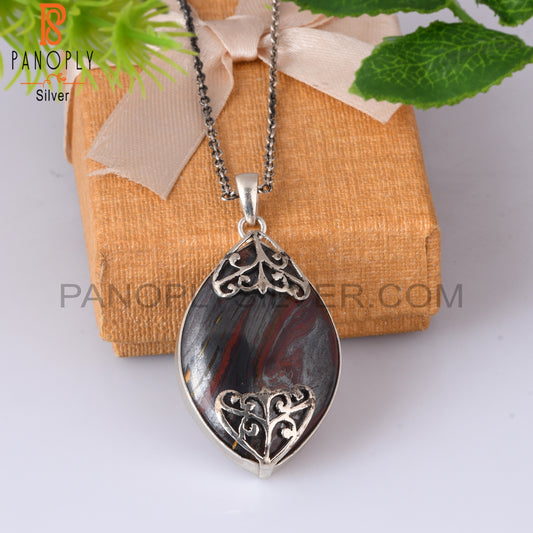Tiger Eye Iron 925 Sterling Silver Pendant For Wife