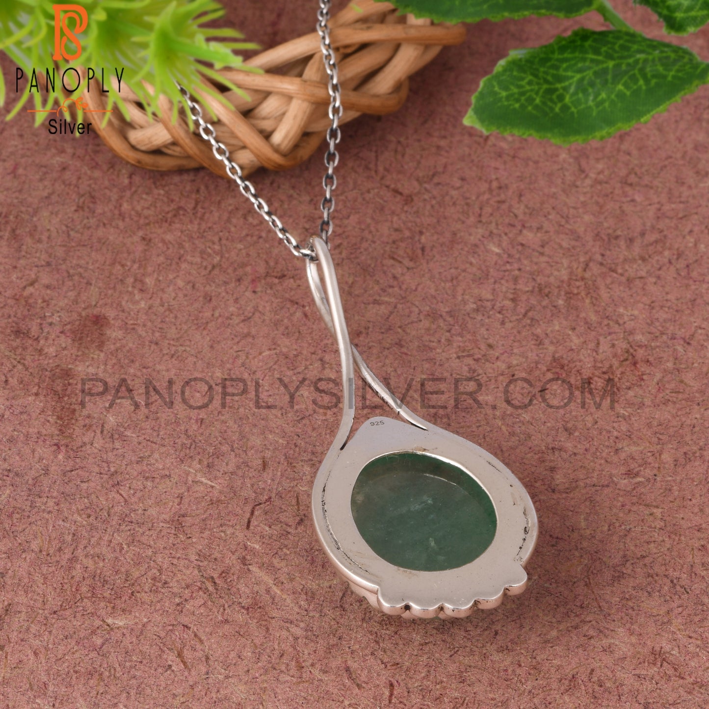 Green Strawberry Quartz Oval Shape 925 Sterling Silver Pendant