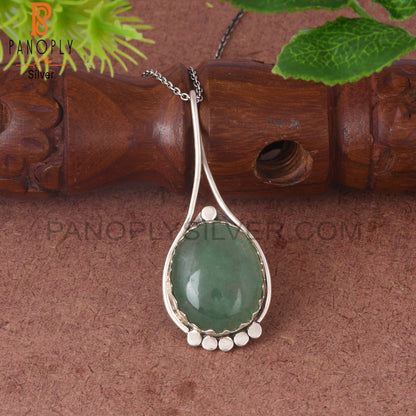 Green Strawberry Quartz Oval Shape 925 Sterling Silver Pendant