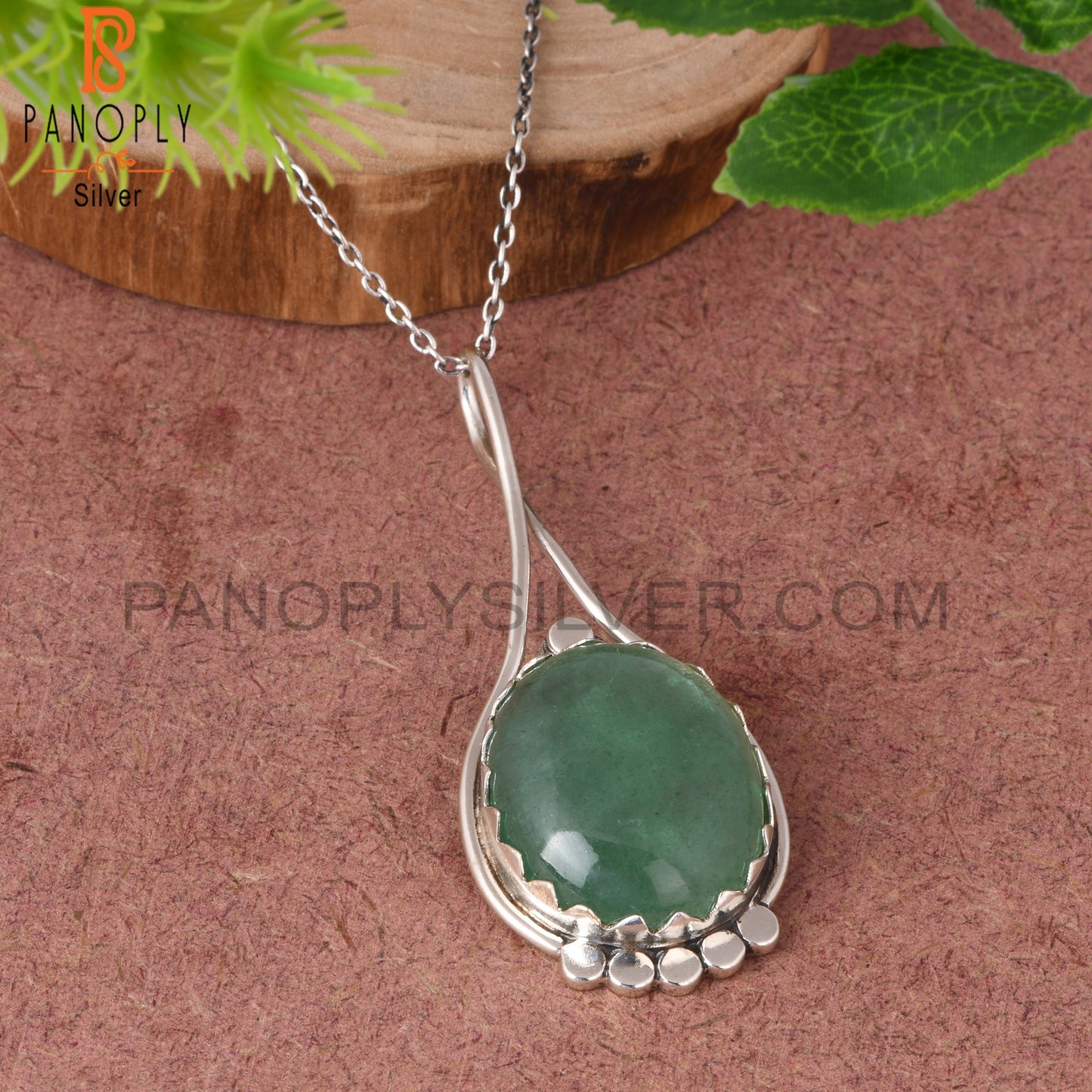 Green Strawberry Quartz Oval Shape 925 Sterling Silver Pendant