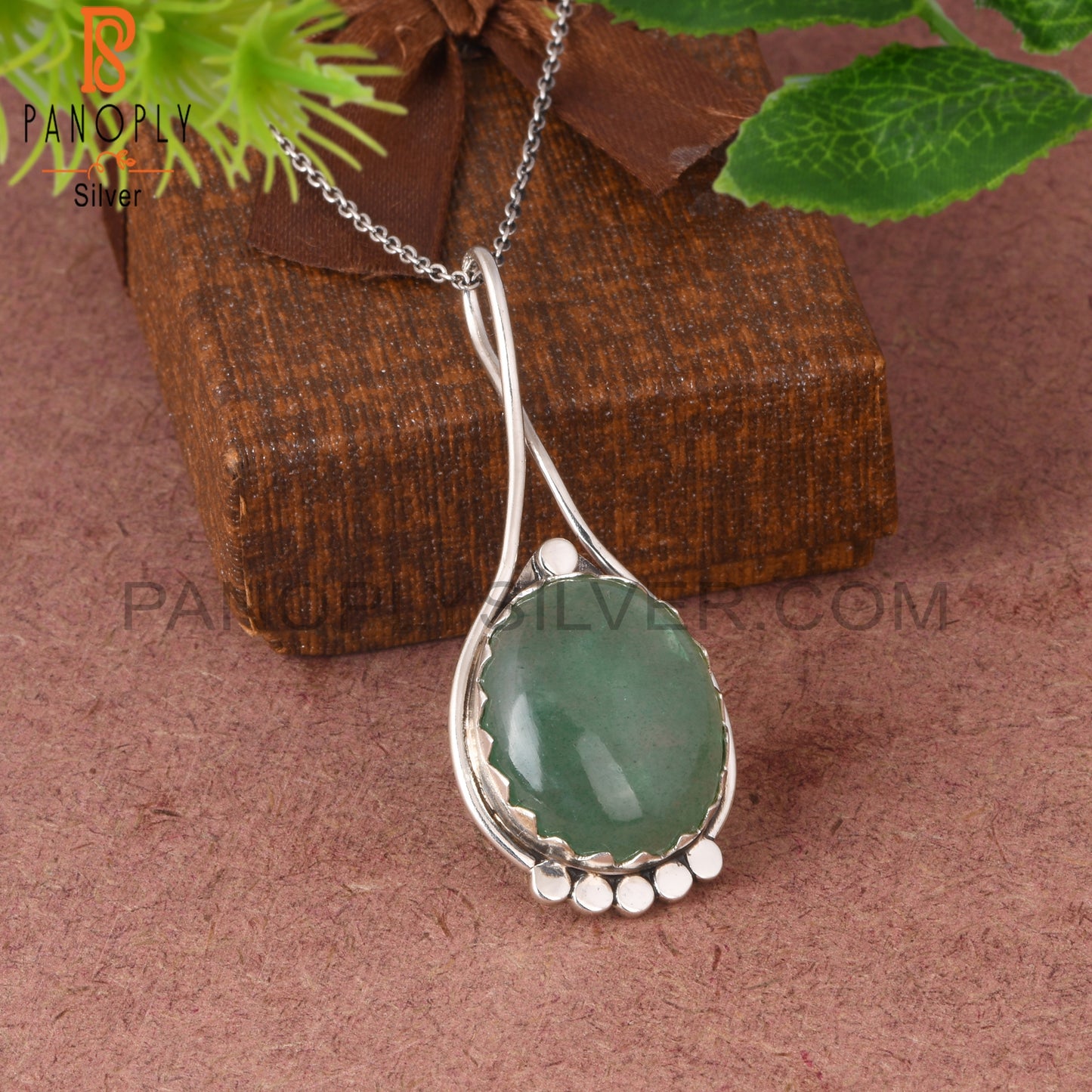 Green Strawberry Quartz Oval Shape 925 Sterling Silver Pendant
