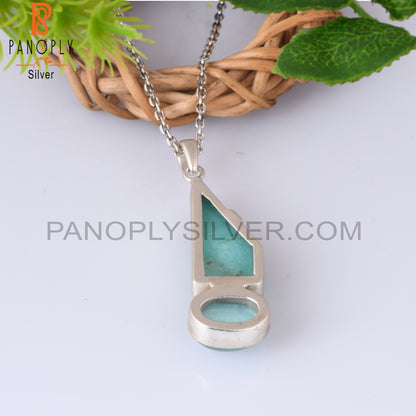 Amazonite 925 Sterling Silver Pendant With Chain