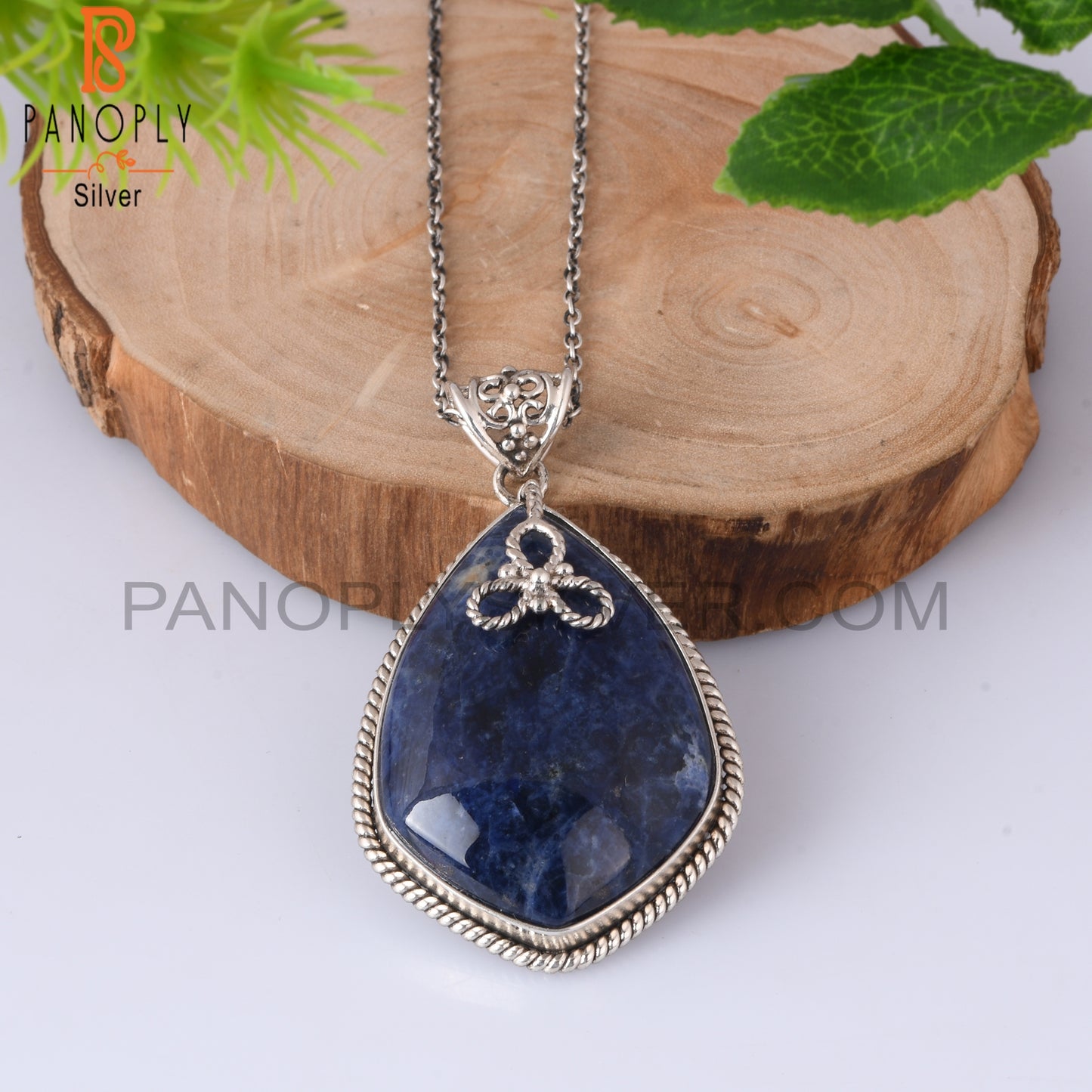 Sodalite Kite Shape 925 Sterling Silver Pendant With Chain