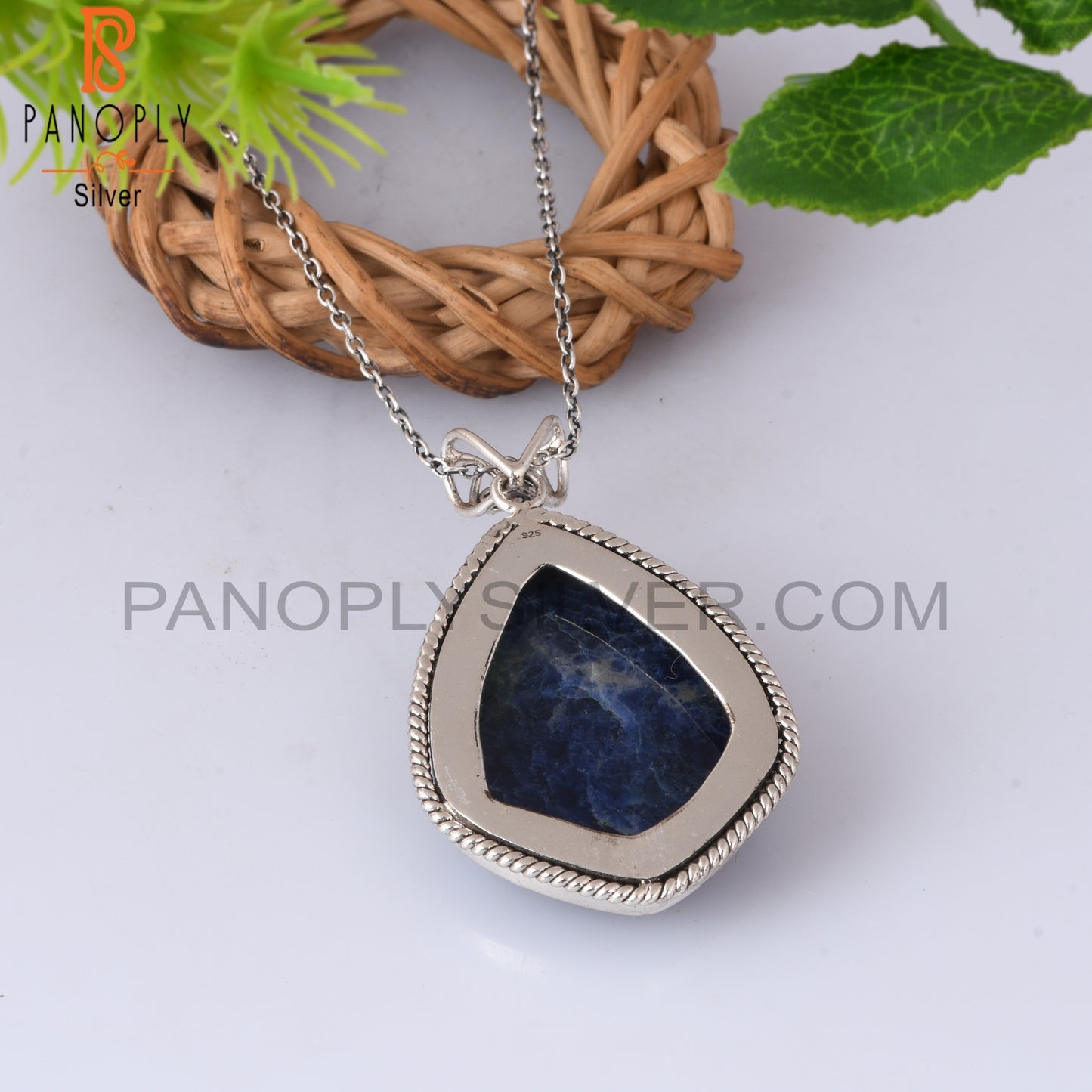 Sodalite Kite Shape 925 Sterling Silver Pendant With Chain