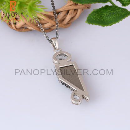 Pyrite, Green Amethyst, Crystal Quartz 925 Silver Pendant