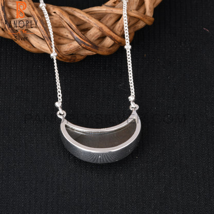 Labradorite Moon Shape 925 Sterling Silver Pendant With Chain