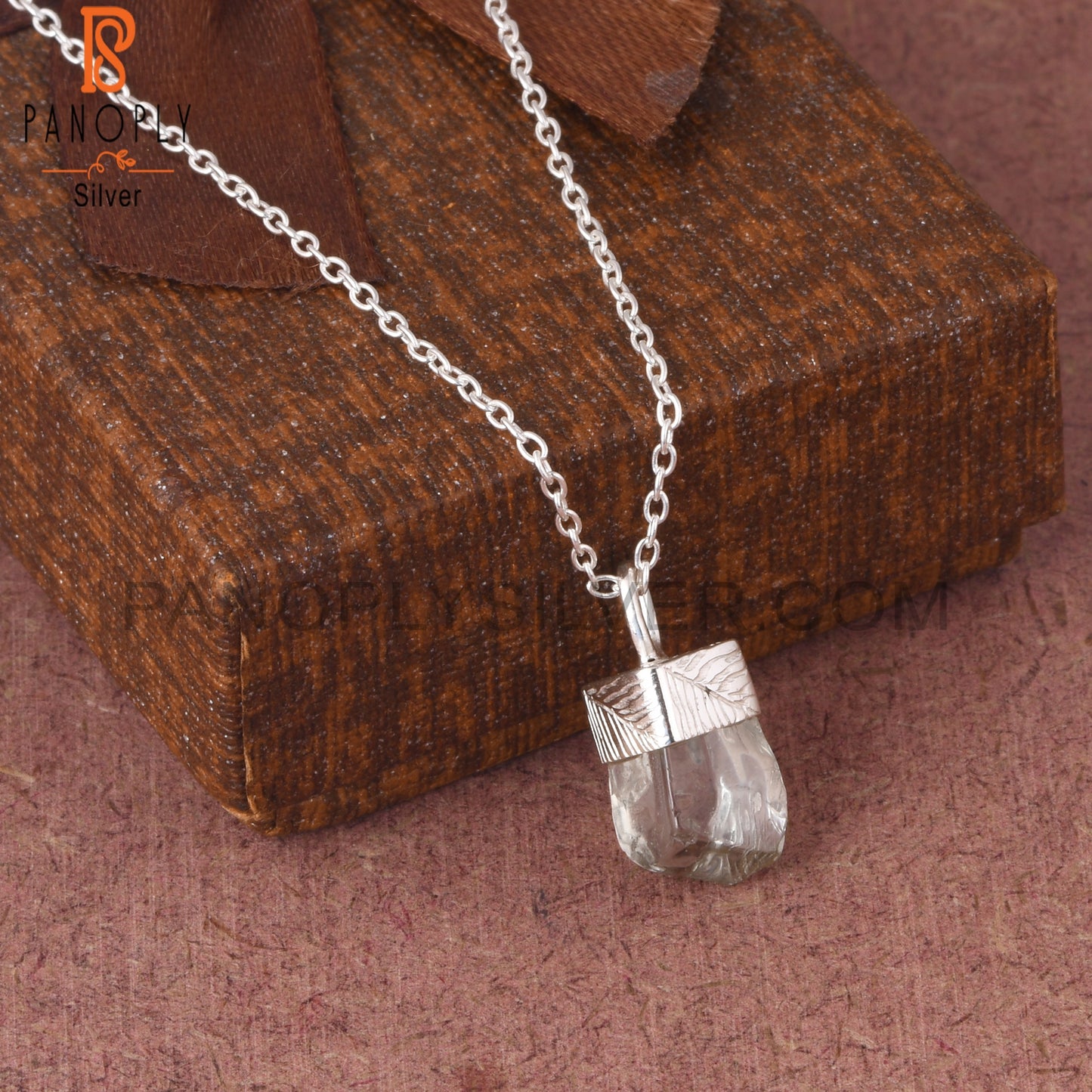 Green Amethyst 925 Sterling Silver Pendant With Chain