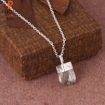 Green Amethyst 925 Sterling Silver Pendant With Chain