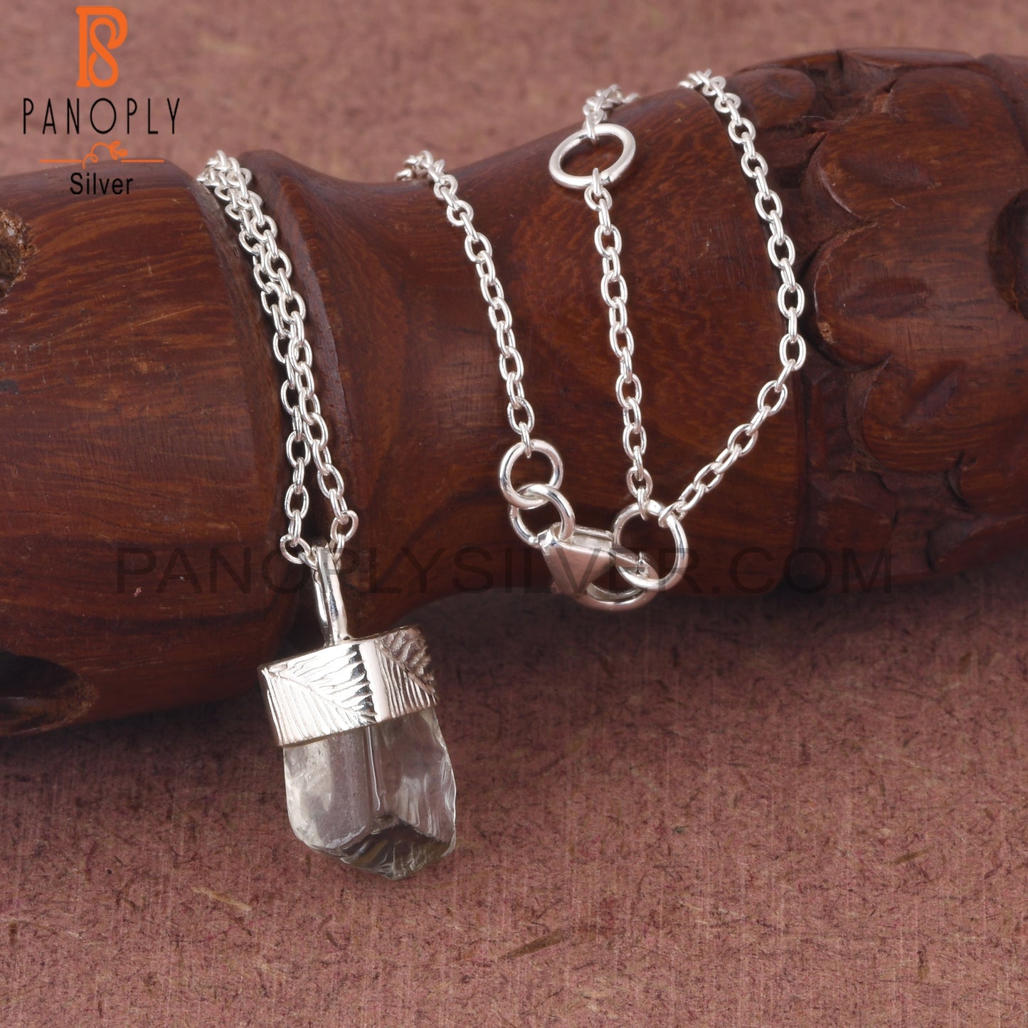 Green Amethyst 925 Sterling Silver Pendant With Chain