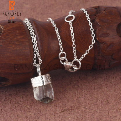 Green Amethyst 925 Sterling Silver Pendant With Chain