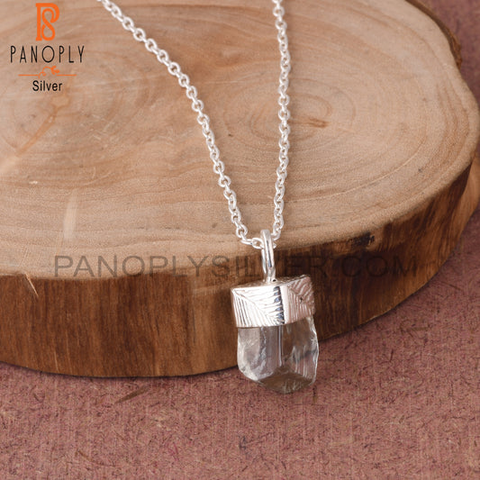 Green Amethyst 925 Sterling Silver Pendant With Chain