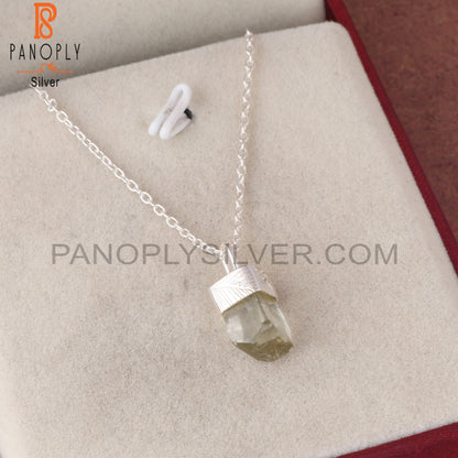 Green Amethyst 925 Sterling Silver Pendant With Chain