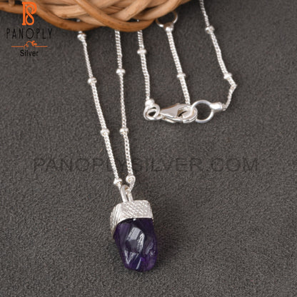 Amethyst 925 Sterling Silver Pendant With Chain