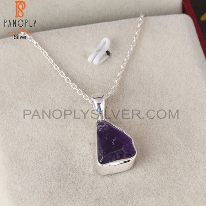 Amethyst Rough 925 Silver Purple Neckalces Pendant