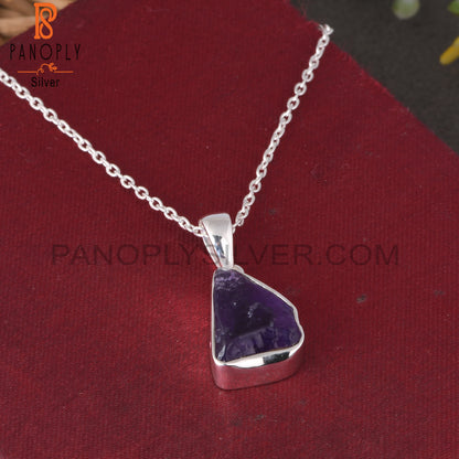 Amethyst Rough 925 Silver Purple Neckalces Pendant