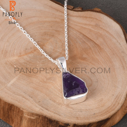 Amethyst Rough 925 Silver Purple Neckalces Pendant