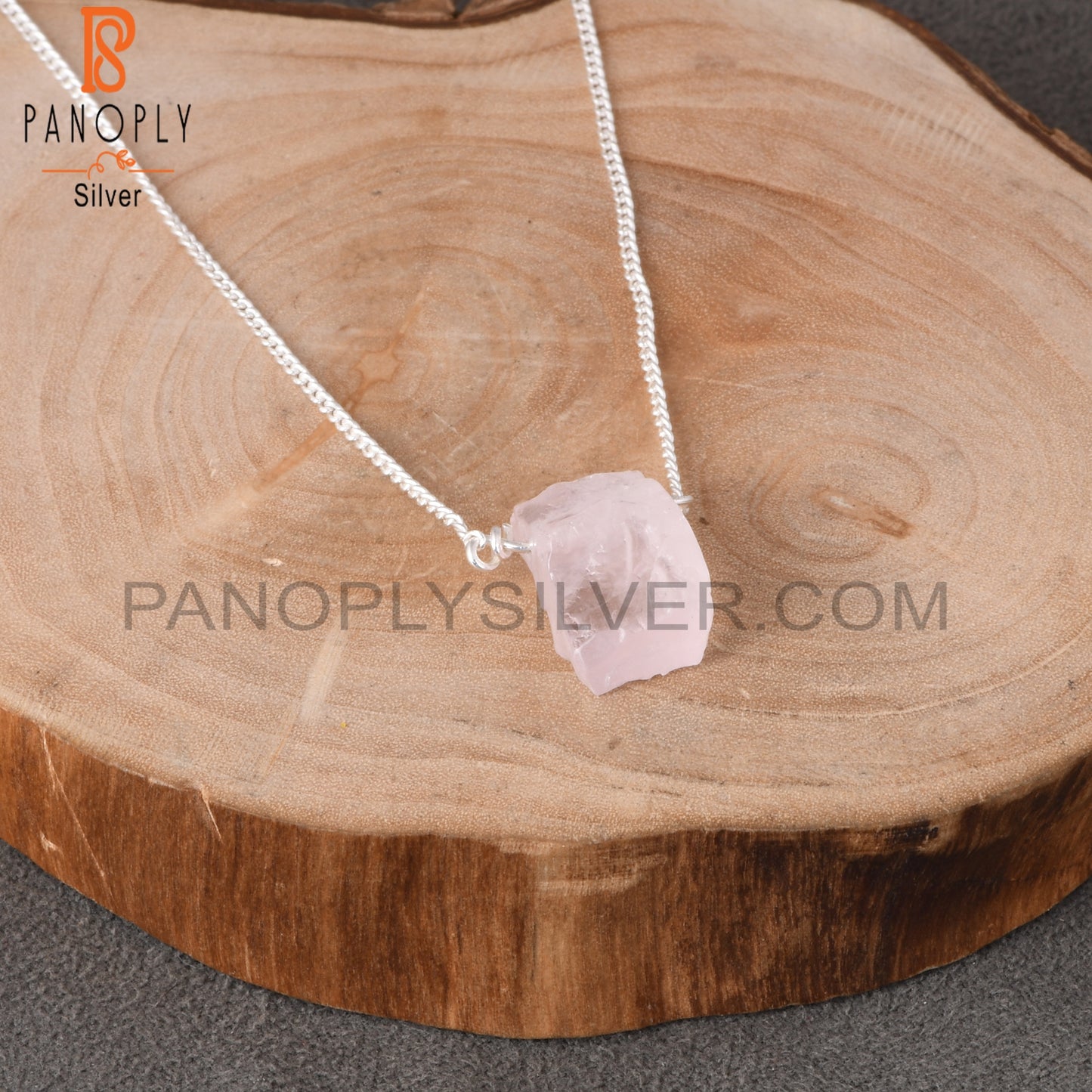 Rose Quartz 925 Sterling Silver Pendant With Chain