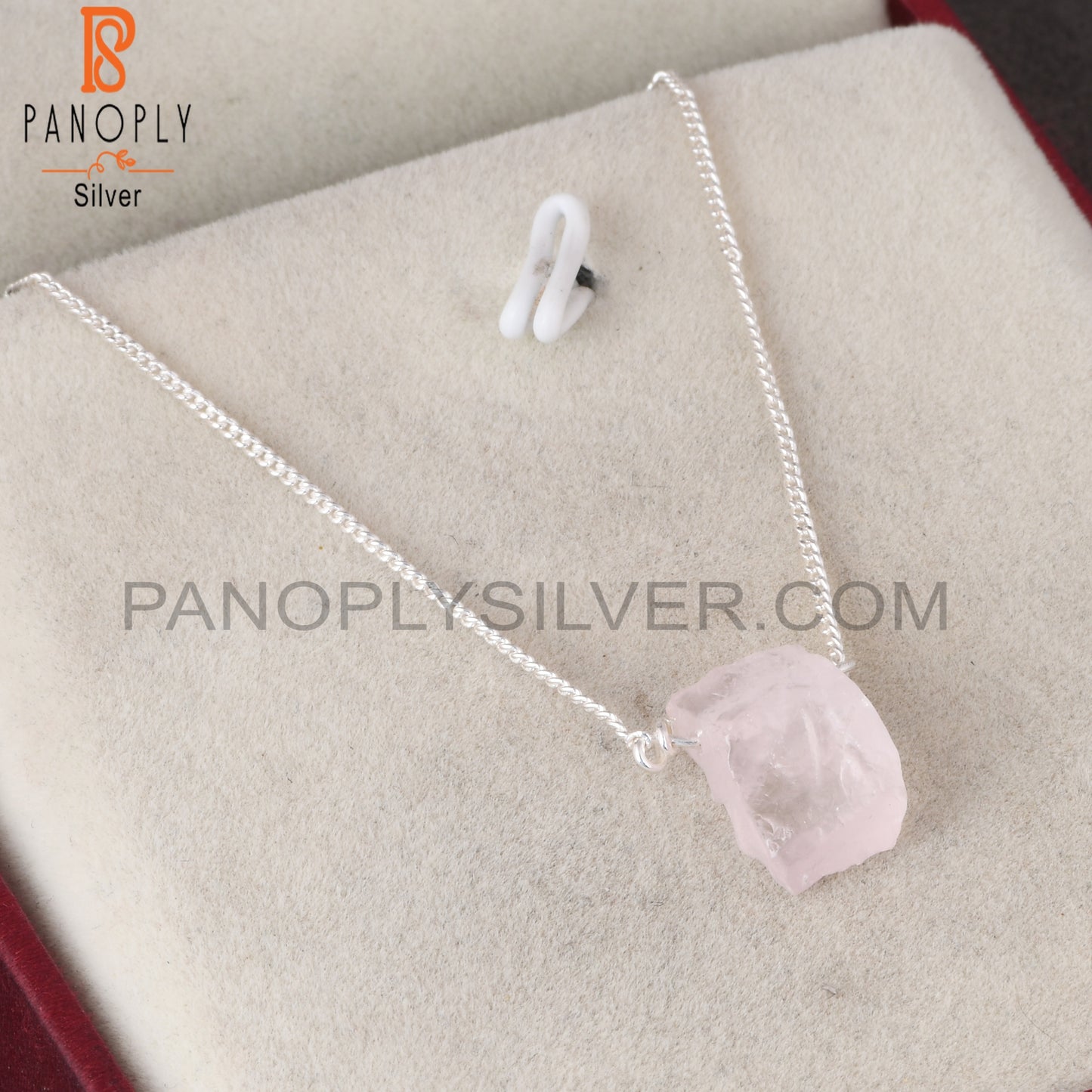 Rose Quartz 925 Sterling Silver Pendant With Chain