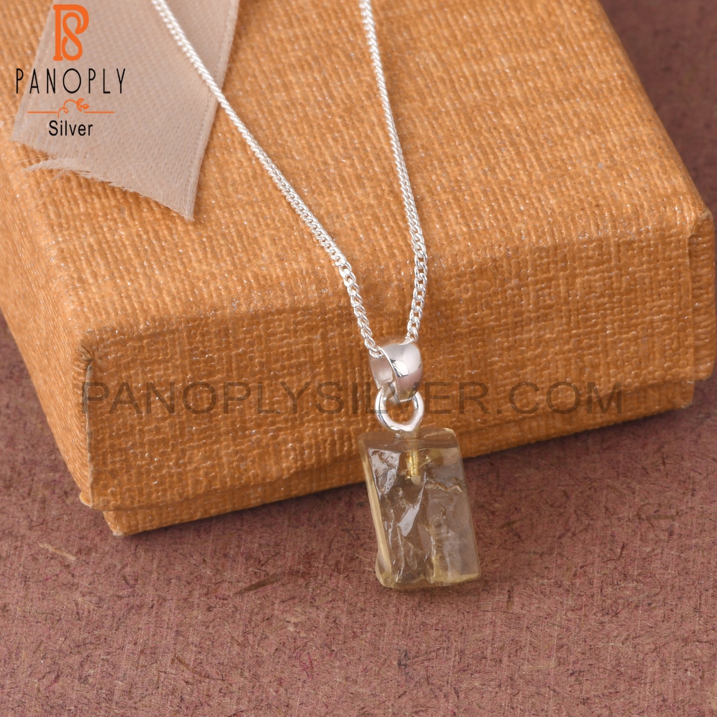 Lemon Topaz 925 Sterling Silver Pendant With Chain