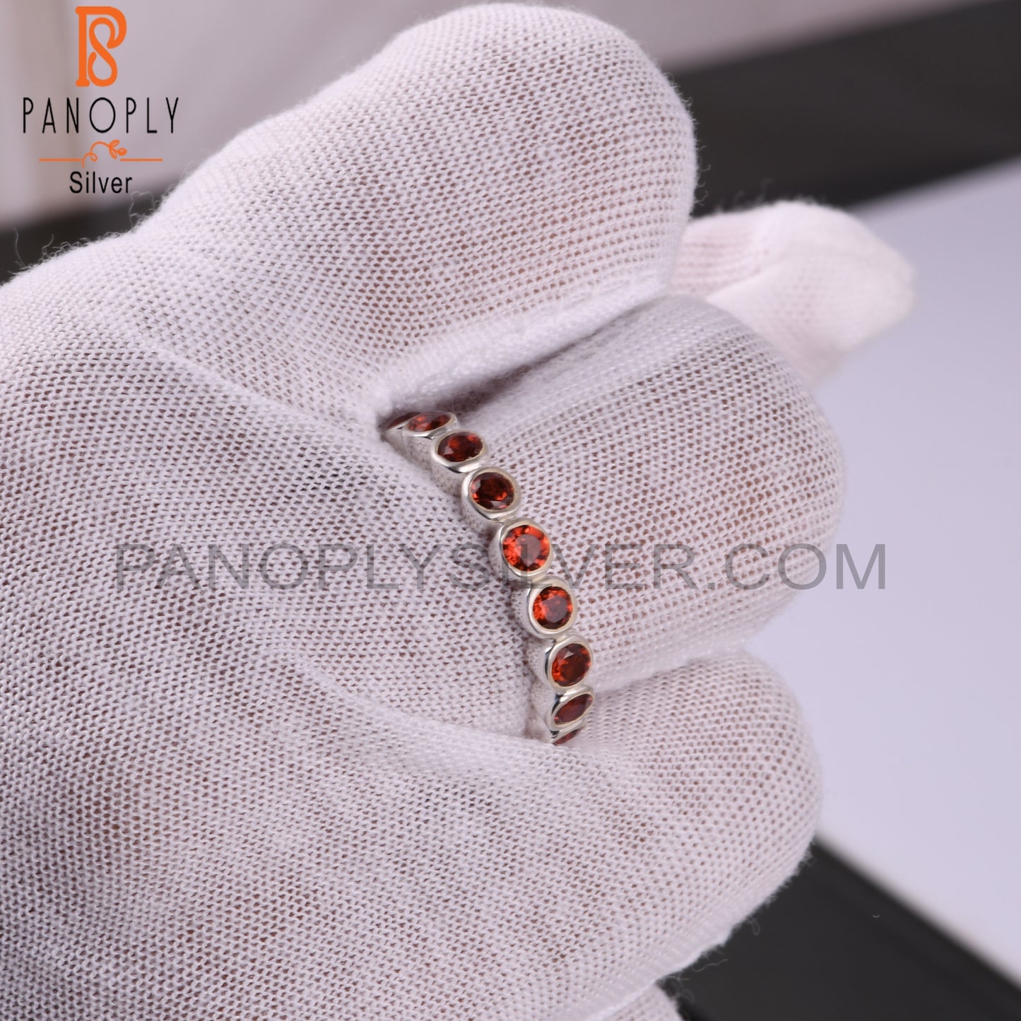 Garnet Round 925 Sterling Silver Ring For Gift For Her