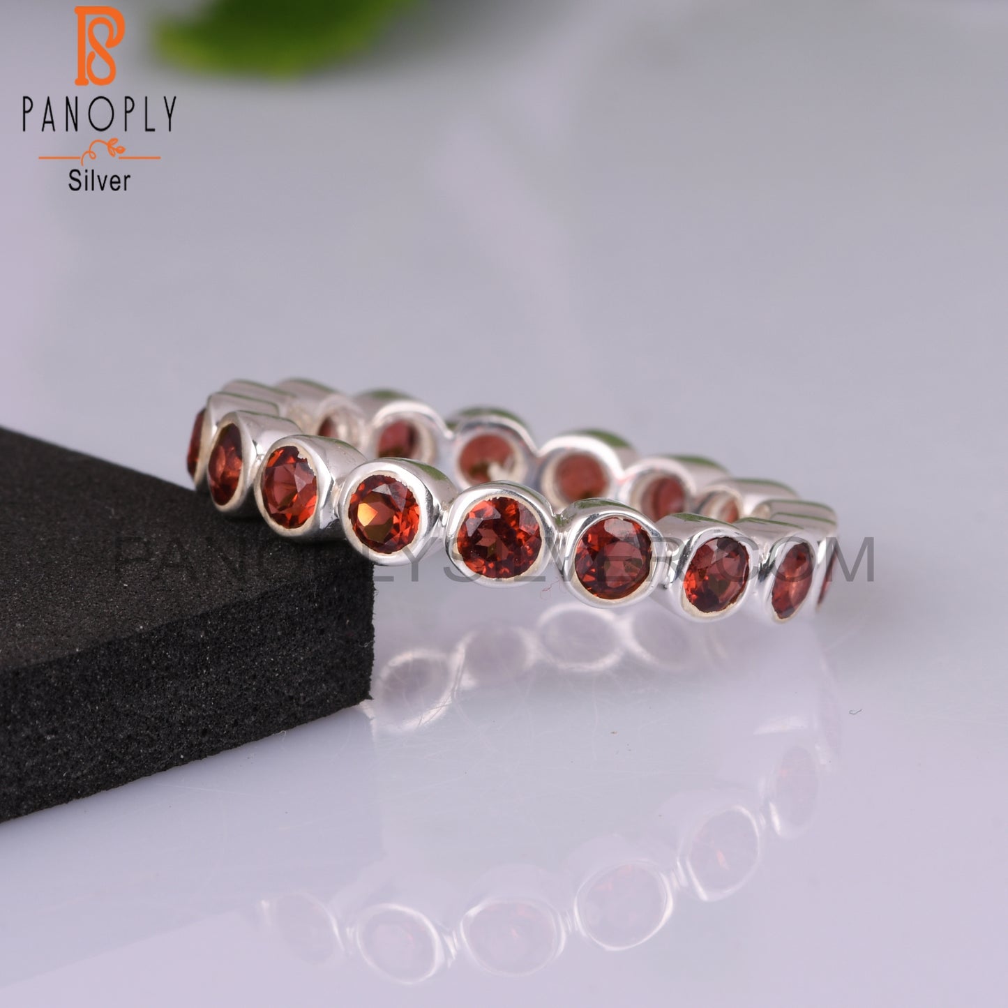 Garnet Round 925 Sterling Silver Ring For Gift For Her