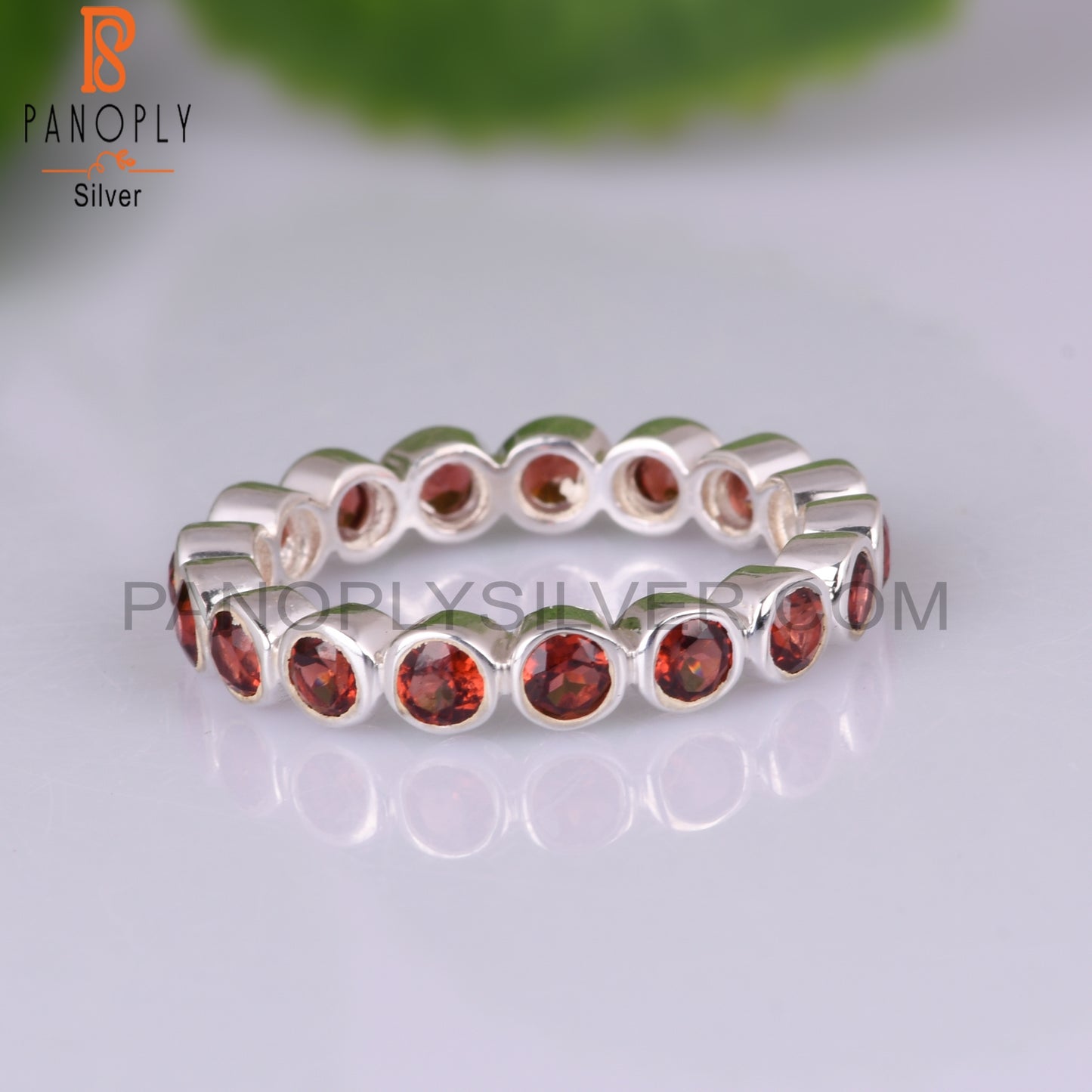 Garnet Round 925 Sterling Silver Ring For Gift For Her