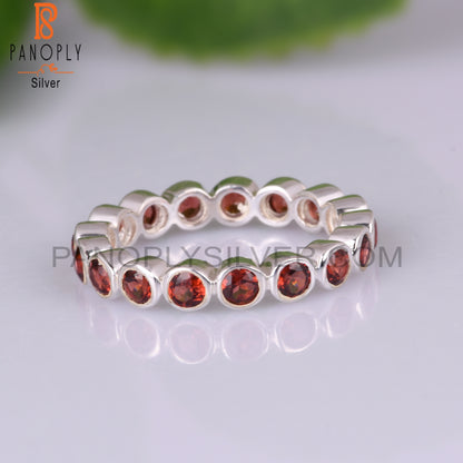 Garnet Round 925 Sterling Silver Ring For Gift For Her