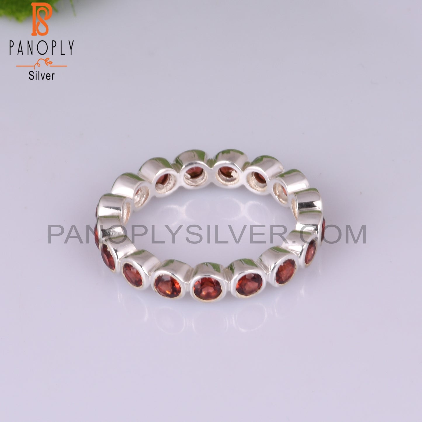 Garnet Round 925 Sterling Silver Ring For Gift For Her