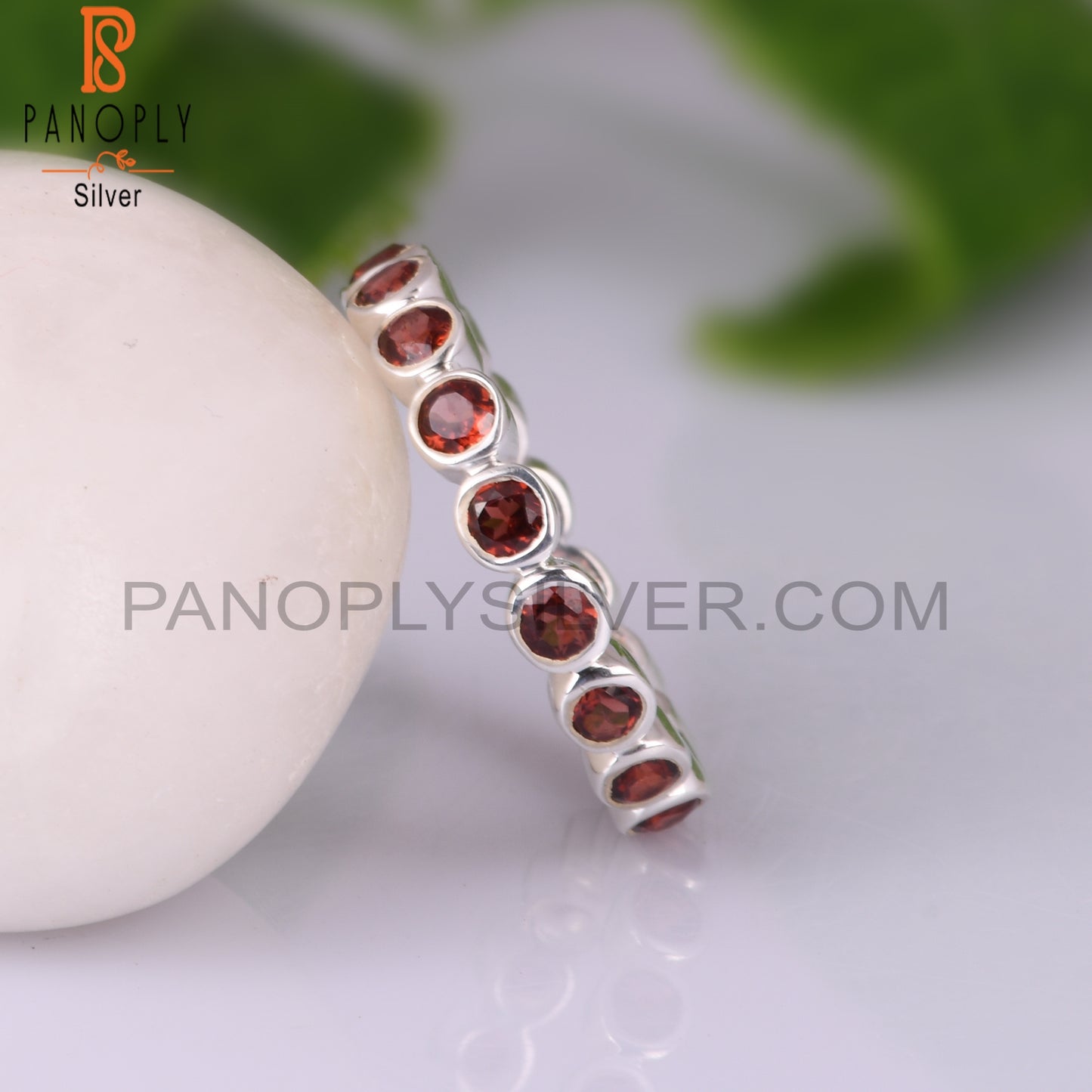Garnet Round 925 Sterling Silver Ring For Gift For Her