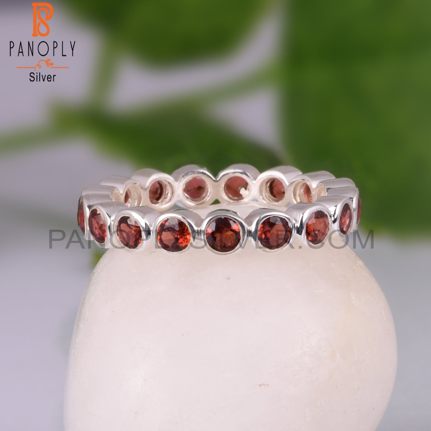 Garnet Round 925 Sterling Silver Ring For Gift For Her