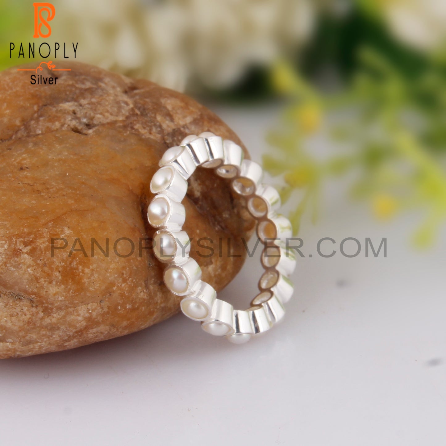 Pretty Rare Pearl Round Shape 925 Sterling Silver Ring