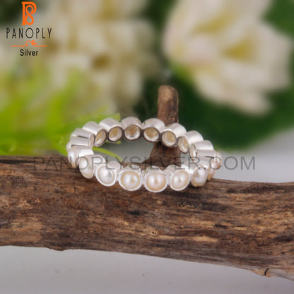 Pretty Rare Pearl Round Shape 925 Sterling Silver Ring