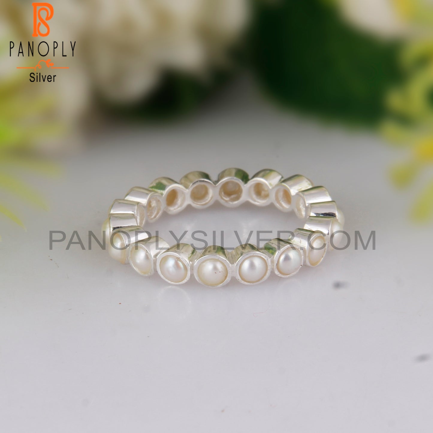 Pretty Rare Pearl Round Shape 925 Sterling Silver Ring